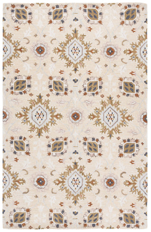 Safavieh Metro Hand-Tufted Beige Green Area Rug — Wool-Cotton Blend, Low Pile, Transitional Minimalist Style 6'-0" x 6'-0" MET898B-6SQ