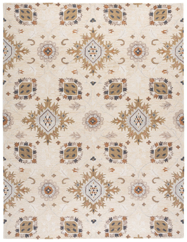 Safavieh Metro Hand-Tufted Beige Green Area Rug — Wool-Cotton Blend, Low Pile, Transitional Minimalist Style 6'-0" x 6'-0" MET898B-6SQ