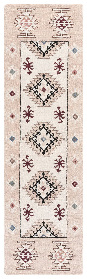 Safavieh Metro Hand-Tufted Ivory And Rust Area Rug — Wool-Cotton Blend, Transitional Geometric Boho Accent 4'-0" x 6'-0" MET899A-4
