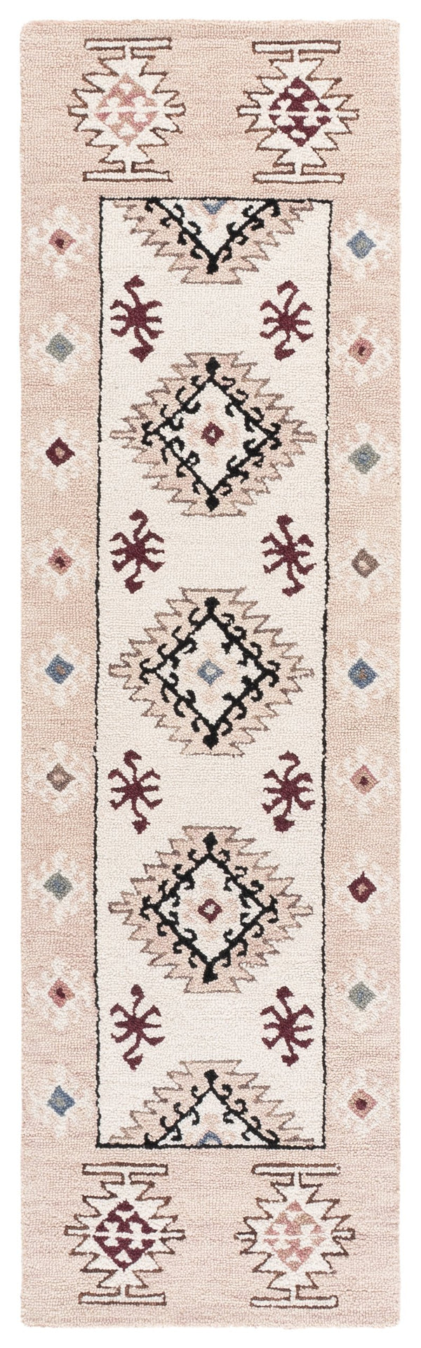 Safavieh Metro Hand-Tufted Ivory And Rust Area Rug — Wool-Cotton Blend, Transitional Geometric Boho Accent 4'-0" x 6'-0" MET899A-4