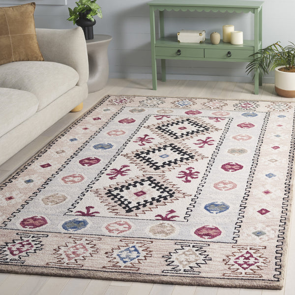 Safavieh Metro Hand-Tufted Round Rug Ivory & Rust – Wool-Cotton Blend, Low Pile Transitional Elegance 6'-0" x 6'-0" MET899A-6R