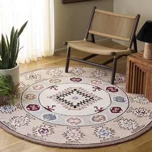 Safavieh Metro Hand-Tufted Ivory And Rust Area Rug — Wool-Cotton Blend, Transitional Geometric Boho Accent 4'-0" x 6'-0" MET899A-4