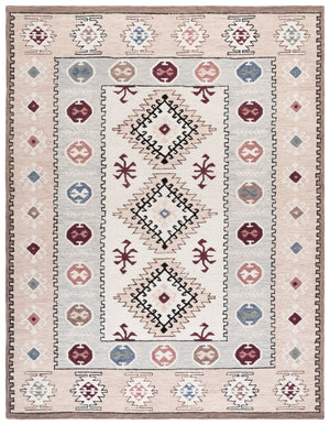 Safavieh Metro Hand-Tufted Ivory And Rust Area Rug — Wool-Cotton Blend, Transitional Geometric Boho Accent 4'-0" x 6'-0" MET899A-4