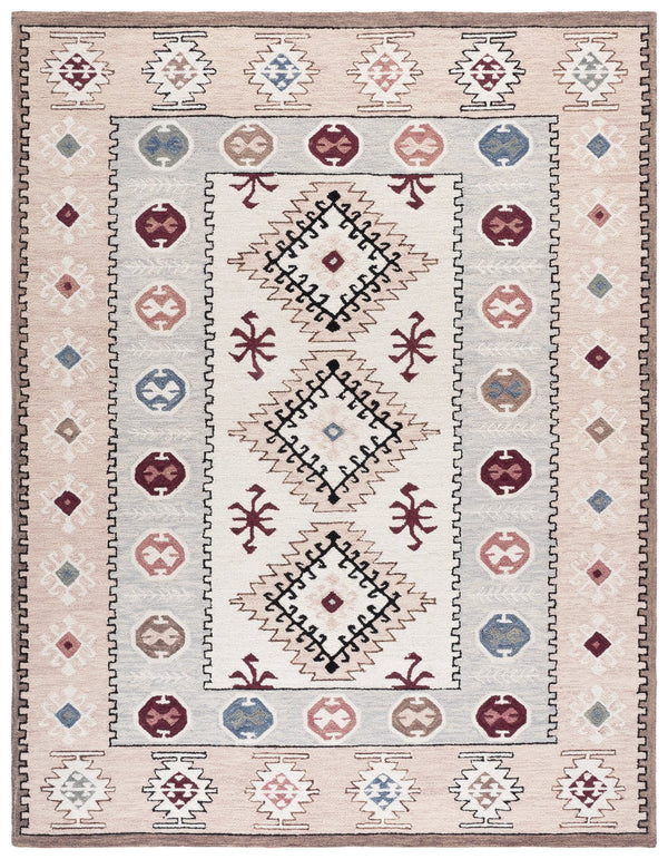 Safavieh Metro Hand-Tufted Ivory Rust Area Rug 8X10 Wool Cotton Low Pile Transitional Texture For Living Rooms 8'-0" x 10'-0" MET899A-8
