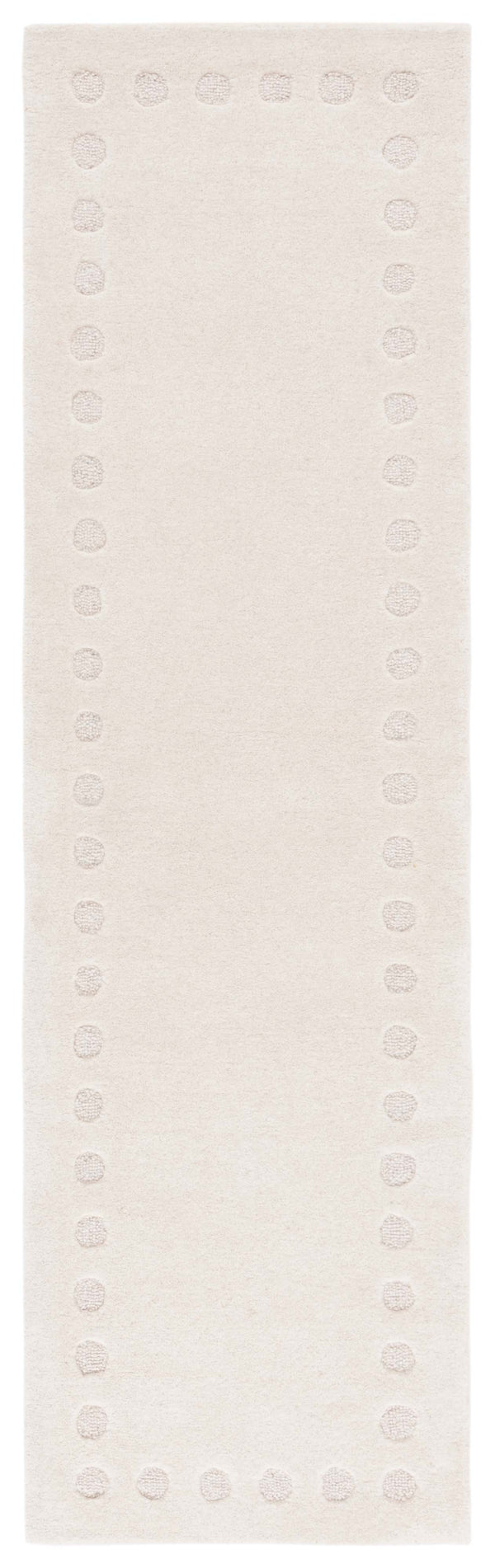 Safavieh Metro Hand‑Tufted Ivory Wool-Cotton Rug With Subtle Border And Dotted-Circle Corner Motifs, 8X10 8'-0" x 8'-0" MET913A-8SQ
