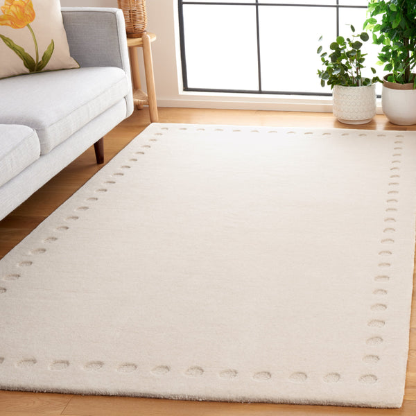 Safavieh Metro Hand-Tufted Ivory Area Rug 8X10 – Wool-Cotton Blend, Low-Profile Plush Pile, Subtle Border & Corner Motifs 9'-0" x 12'-0" MET913A-9