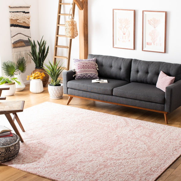 Safavieh Metro Hand-tufted Area Rug – Premium Indian Wool And Cotton For Timeless Elegance In Any Room Pink ,Ivory Indian Wool And Cotton With Latex Met993u-9