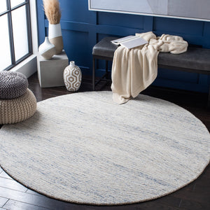 Safavieh Metro Hand-tufted Indian Wool & Cotton Area Rug - Elegant Round Design For Cozy Spaces And Style Light Blue ,Ivory Indian Wool And Cotton With Latex Met995l-8r