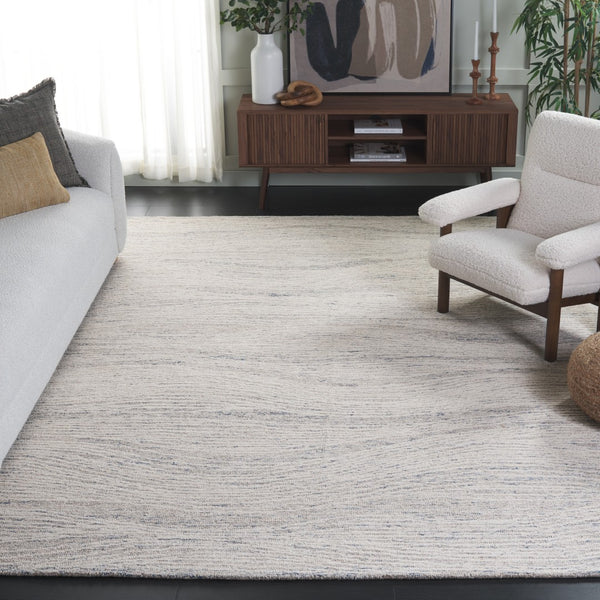 Safavieh Metro Hand-tufted Indian Wool & Cotton Area Rug - Elegant Round Design For Cozy Spaces And Style Light Blue ,Ivory Indian Wool And Cotton With Latex Met995l-8r