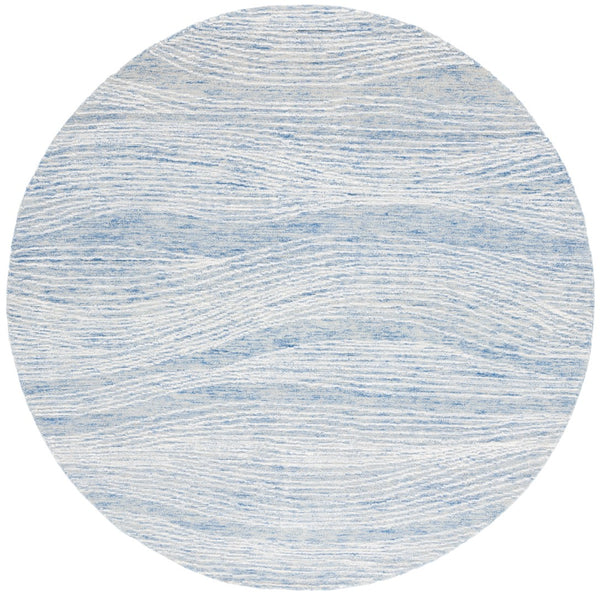 Safavieh Metro Hand-tufted Indian Wool & Cotton Area Rug - Elegant Round Design For Cozy Spaces And Style Blue ,Ivory Indian Wool And Cotton With Latex Met995m-1115