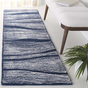 Safavieh Metro Exquisite Hand-tufted Area Rug In Premium Indian Wool For Timeless Elegance And Comfort Navy ,Ivory Wool Pile Met995n-6sq