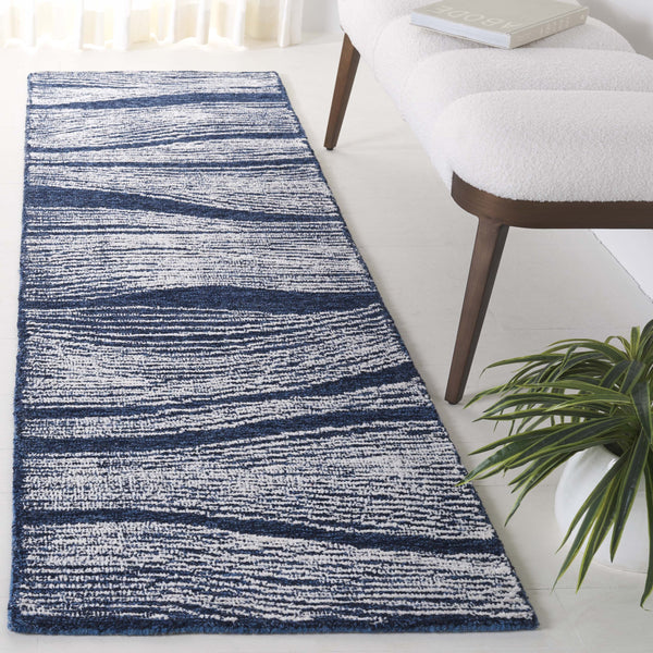 Safavieh Metro Exquisite Hand-tufted Area Rug In Premium Indian Wool For Timeless Elegance And Comfort Navy ,Ivory Wool Pile Met995n-6sq