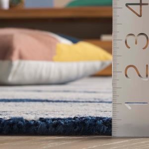 Safavieh Metro Exquisite Hand-tufted Area Rug In Premium Indian Wool For Timeless Elegance And Comfort Navy ,Ivory Wool Pile Met995n-6sq