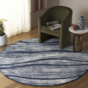 Safavieh Metro Exquisite Hand-tufted Area Rug In Premium Indian Wool For Timeless Elegance And Comfort Navy ,Ivory Wool Pile Met995n-6sq