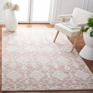 Safavieh Metro Hand-Tufted Pink Ivory Area Rug 8X10 Wool-Cotton Blend Damask Transitional Soft Luxury 10'-0" x 14'-0" MET996U-10