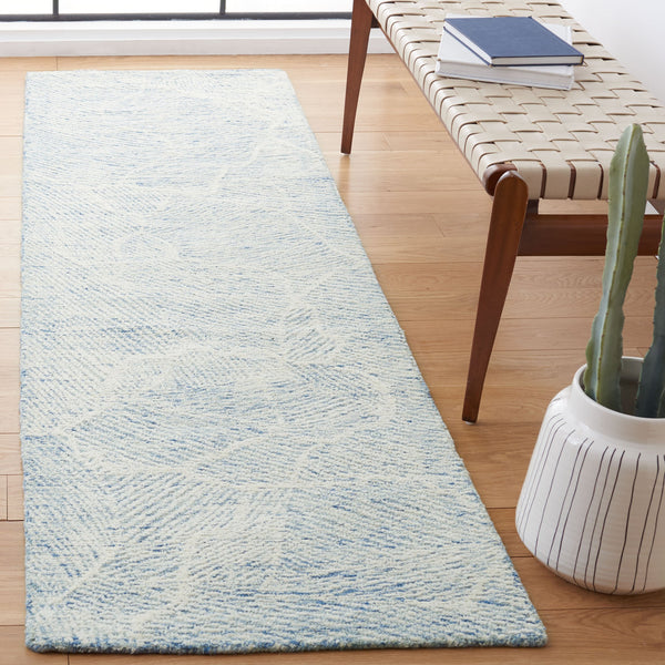 Safavieh Metro Elegant Hand-tufted Area Rug - Luxurious Indian Wool With Serene Ripple Design For Your Home Blue ,Ivory Fine Indian Wool Met999m-1115