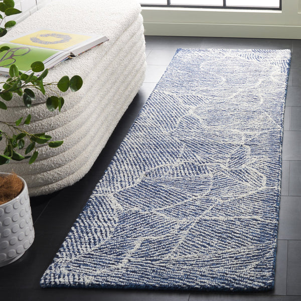 Safavieh Metro Elegant Hand-tufted Area Rug - Luxurious Indian Wool With Serene Ripple Design For Your Home Navy ,Ivory Wool Pile Met999n-6r