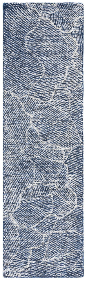 Safavieh Metro Elegant Hand-tufted Area Rug - Luxurious Indian Wool With Serene Ripple Design For Your Home Navy ,Ivory Wool Pile Met999n-6r