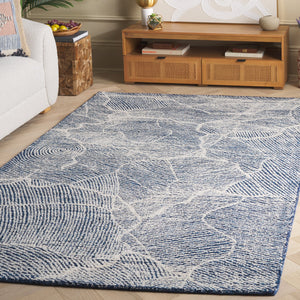 Safavieh Metro Elegant Hand-tufted Area Rug - Luxurious Indian Wool With Serene Ripple Design For Your Home Navy ,Ivory Wool Pile Met999n-6r