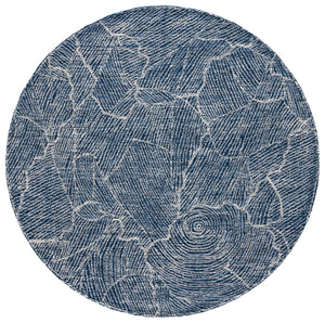 Safavieh Metro Elegant Hand-tufted Area Rug - Luxurious Indian Wool With Serene Ripple Design For Your Home Navy ,Ivory Wool Pile Met999n-6r