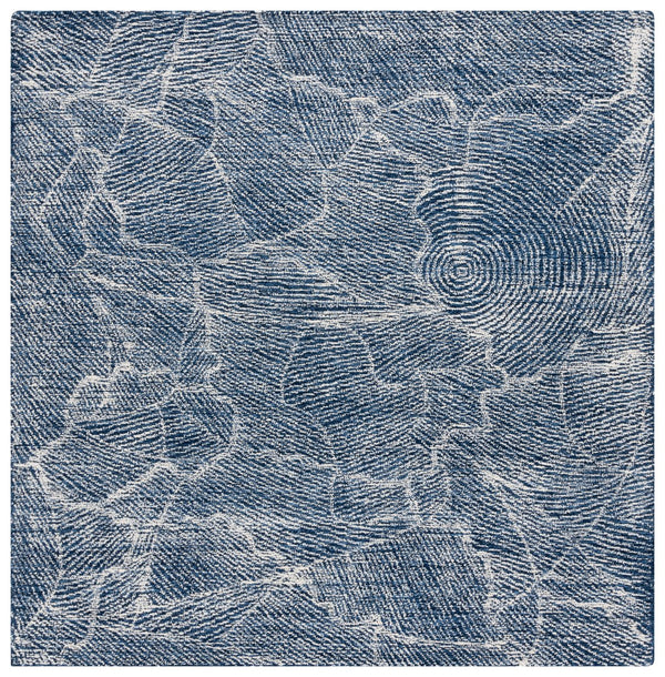 Safavieh Metro Elegant Hand-tufted Area Rug - Luxurious Indian Wool With Serene Ripple Design For Your Home Navy ,Ivory Wool Pile Met999n-6r