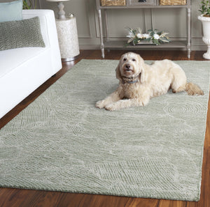 Safavieh Metro Elegant Hand-tufted Area Rug - Luxurious Indian Wool With Serene Ripple Design For Your Home Sage ,Ivory Wool Pile Met999w-3