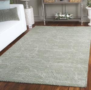 Safavieh Metro Elegant Hand-tufted Area Rug - Luxurious Indian Wool With Serene Ripple Design For Your Home Sage ,Ivory Wool Pile Met999w-3