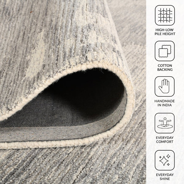 Amer Rugs Mexico Natural-style Abstract Hand-hooked Area Rug – Elevate Your Space With Timeless Elegance! Ivory Gray Wool Mex10810