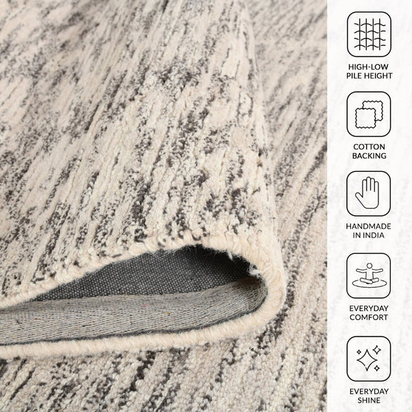Amer Rugs Mexico Natural-style Abstract Hand-hooked Area Rug – Elevate Your Space With Timeless Elegance! Ivory Charcoal Wool Mex20810