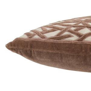 Jaipur Living Jaipur Living Trellis Applique Cotton Velvet Pillow Cover for Sofas and Accent Chairs Brown PLC102319