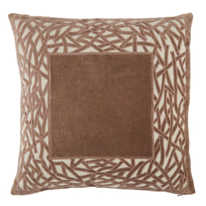 Jaipur Living Jaipur Living Trellis Applique Cotton Velvet Pillow Cover for Sofas and Accent Chairs Brown PLC102319