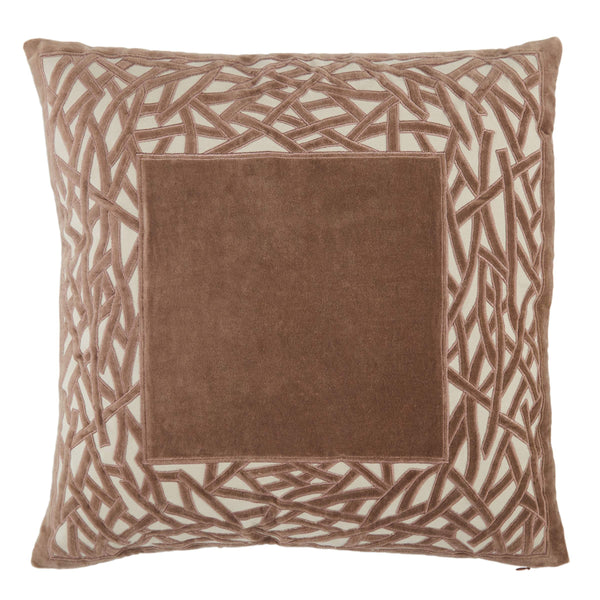 Jaipur Living Jaipur Living Trellis Applique Cotton Velvet Pillow Cover for Sofas and Accent Chairs Brown PLC102319