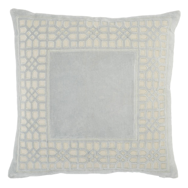 Jaipur Living Jaipur Living Azilane Cotton Velvet Pillow Cover with Lace Lattice Applique Accent Light Blue PLC102323