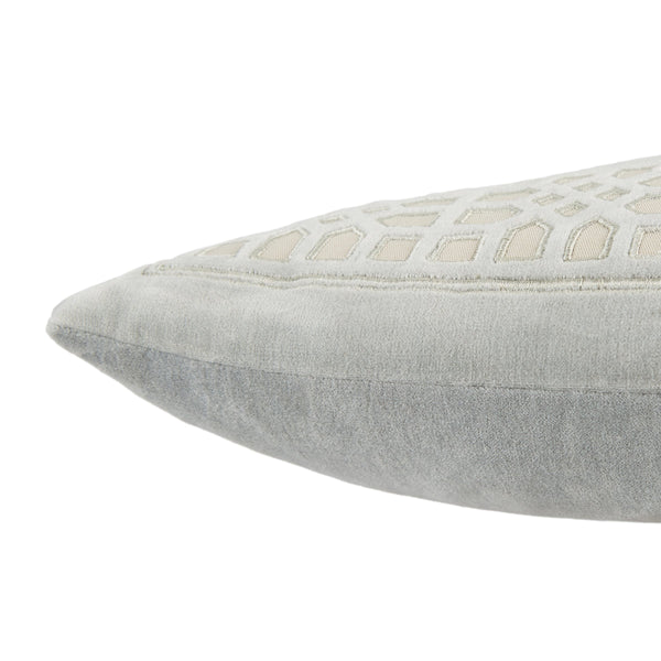 Jaipur Living Jaipur Living Azilane Cotton Velvet Trellis Applique Throw Pillow for Elegant Interiors Light Blue Down PLW103473