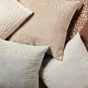 Jaipur Living Jaipur Living Azilane Cotton Velvet Pillow Cover with Lace Lattice Applique Accent Light Blue PLC102323