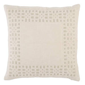 Jaipur Living Jaipur Living Azilane Cotton Velvet Trellis Applique Throw Pillow for Elegant Interiors Beige Poly Fill PLW103532