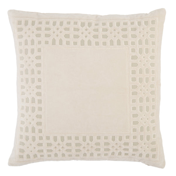 Jaipur Living Jaipur Living Azilane Cotton Velvet Trellis Applique Throw Pillow for Elegant Interiors Beige Poly Fill PLW103532