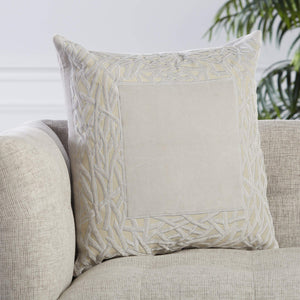 Jaipur Living Jaipur Living Mezza Stone Washed Cotton Velvet Throw Pillow Applique Trellis Accent Gray Poly Fill PLW103531