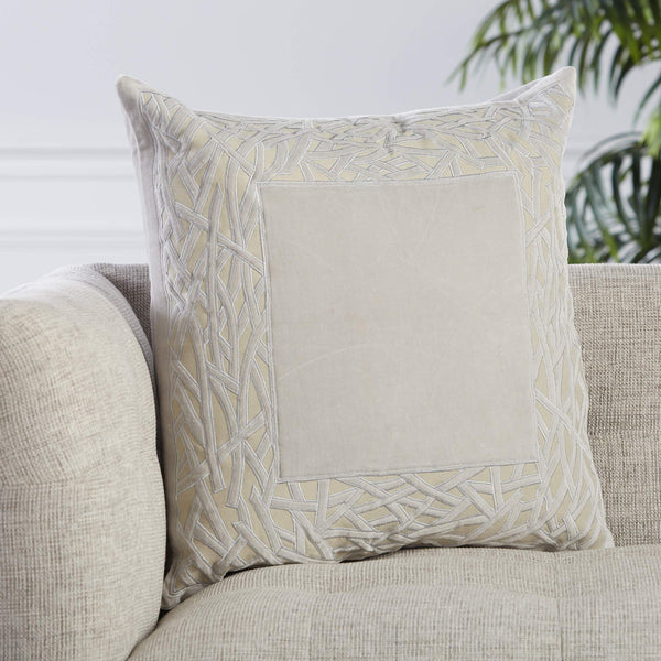 Jaipur Living Jaipur Living Mezza Stone Washed Cotton Velvet Throw Pillow Applique Trellis Accent Gray Poly Fill PLW103531