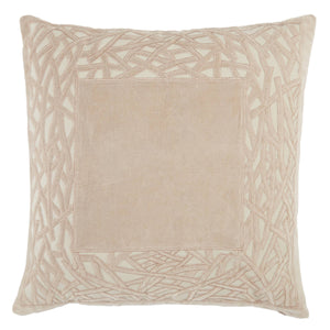 Jaipur Living Jaipur Living Mezza Stone Washed Cotton Velvet Throw Pillow Applique Trellis Accent Beige Poly Fill PLW103530