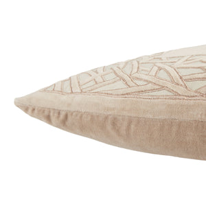 Jaipur Living Jaipur Living Mezza Stone Washed Cotton Velvet Throw Pillow Applique Trellis Accent Beige Poly Fill PLW103530