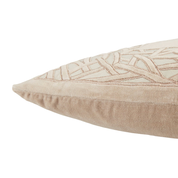 Jaipur Living Jaipur Living Trellis Applique Cotton Velvet Pillow Cover for Sofas and Accent Chairs Beige PLC102320