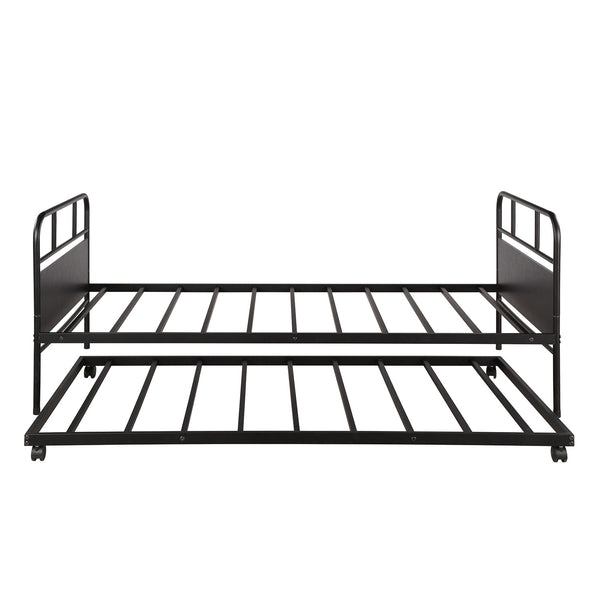 English Elm [not Allowed to Sell to Walmart] Twin Metal Daybed with Rolling Trundle Powder Coated Guest Bed MF189577AAB