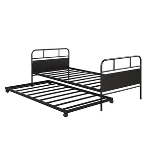 English Elm [not Allowed to Sell to Walmart] Twin Metal Daybed with Rolling Trundle Powder Coated Guest Bed MF189577AAB