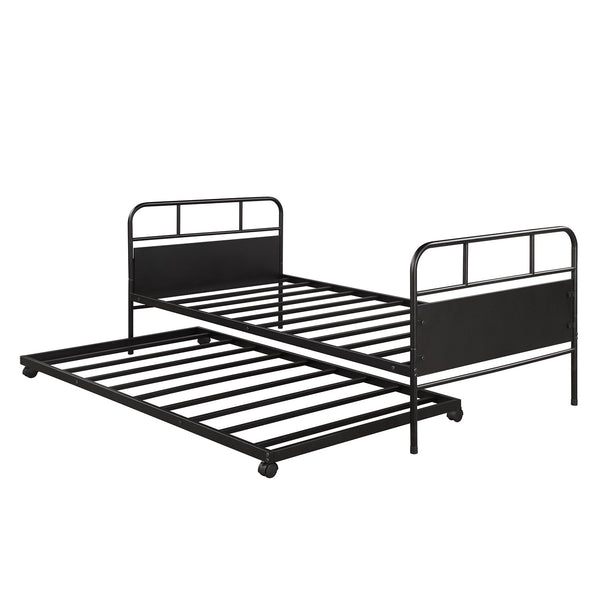 English Elm [not Allowed to Sell to Walmart] Twin Metal Daybed with Rolling Trundle Powder Coated Guest Bed MF189577AAB