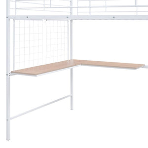 English Elm 2/2 Metal Loft Bed with L-Shaped Desk Wardrobe and Ladder Shelf for Teen Rooms MF309727AAK