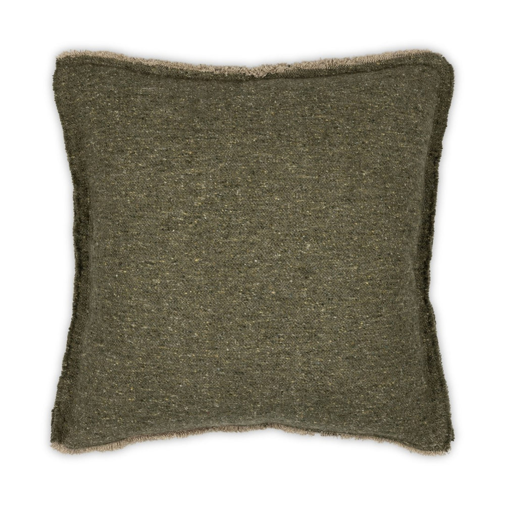 Moss Home Ellie Decorative Pillow With Frayed Edge, Made To Order, Luxurious Linen And Wool Blend Fabric Moss 51% Linen,49% Wool Mfab-ellmos-2222