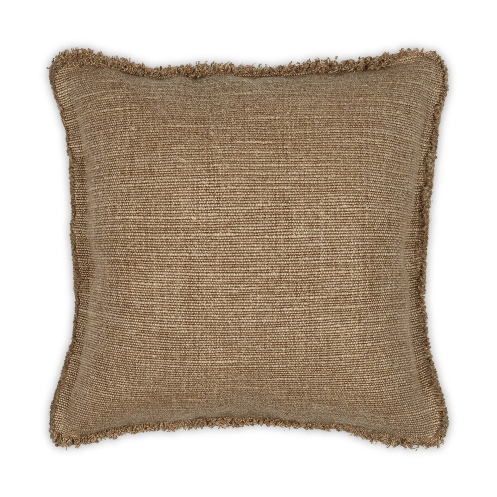 Moss Home Isla Pillow - Luxurious Linen And Hemp Blend With Frayed Edge, Zipper Closure For Elegant Home Decor Chai 75% Linen 25% Hemp Mfab-islcha-2222