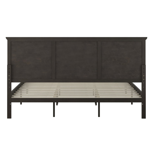 English Elm Fiona King Size Solid Wood Platform Bed Frame with Elegant Headboard for Modern Bedroom Style Dark Gray In Stock. Usually ships in 24 - 48 business hours MG-0900-29-KB-DKGRY-GG