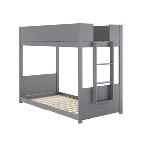 English Elm Dallas Bunk Bed Twin Over Twin - Stylish Space-Saving Solid Wood Frame with Safety Features for Kids Gray MG-0900-30-TTB-GY-GG